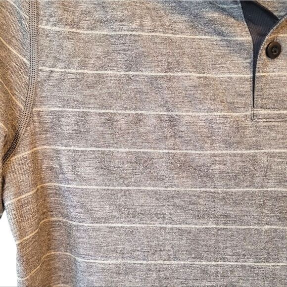Lululemon Men's Charcoal Grey Striped Polo Shirt Size S - Picture 6 of 6